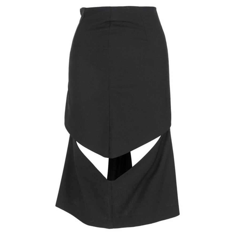 Maison Margiela Cutout Midi Skirt in Black Wool